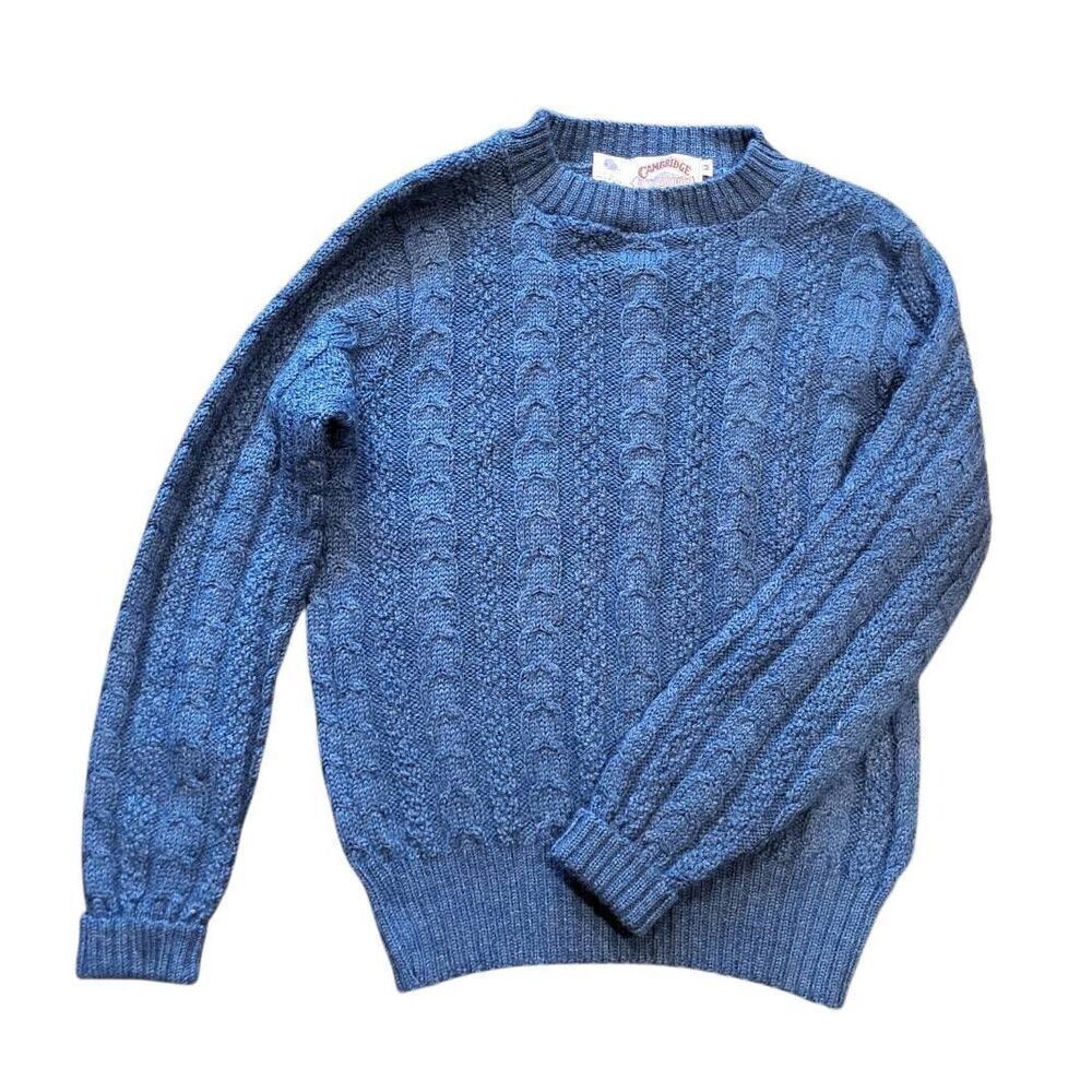 Vintage Cambridge Dry Goods Sweater Women's Medium Teal Blue Wool Cable Knit